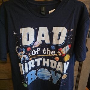 Dad of the Birthday Boy tee shirt men's sz L  space theme *new*